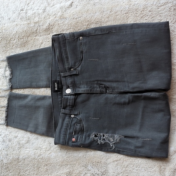 Hudson Grey Distressed Nico Medium Rise Raw Hem Skinny Jeans Size 29 Waist   29 - Picture 4 of 6
